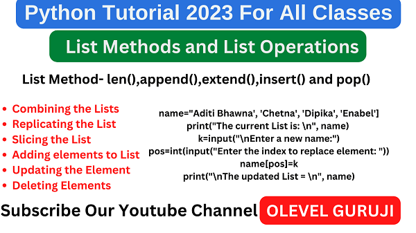 Python list methods and List Operations